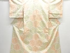 アンティーク　華紋模様織出し十日町紬着物